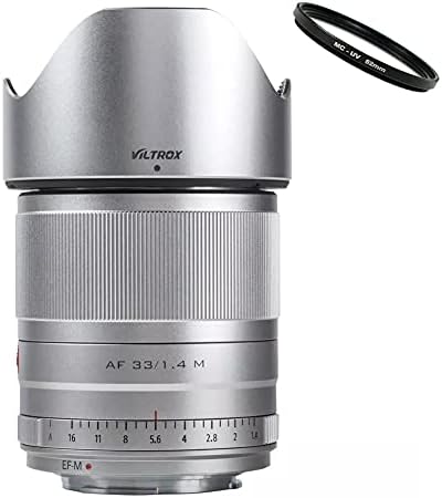 VILTROX 33 мм F1.4 STM Основен обектив с Автофокус APS-C за Беззеркальной фотоапарат Canon EOS EF-M Mount Сребро M10 M100 M2 M200 M3 M5 M50 M50II M6 M6II