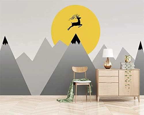 WANGC Nordic Minimalis Триъгълна Геометрия Планински Тапети - Мультяшная Стереофоническая Рисувани Стенни Alpine Светлобежов, Детска