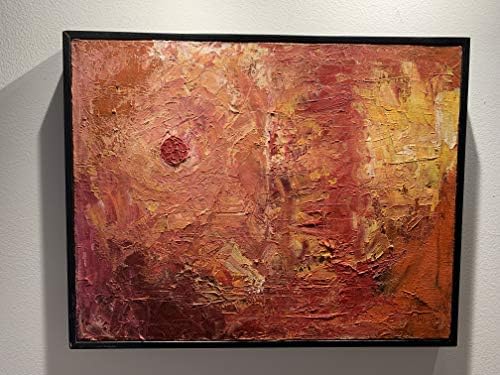 Червена картина с маслени Бои Вальеса Гомес Аманече на Платно в Рамка - Ръчна изработка в Мексико