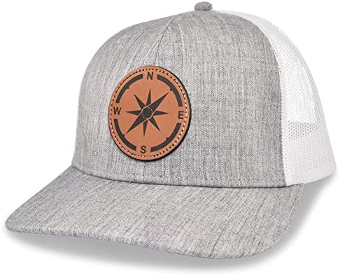 Муфасси - Бейзболна шапка от окото на материал - Кожа Компас - Регулируема шапка - Шапка на шофьор на камион - Кожена шапка с ивици