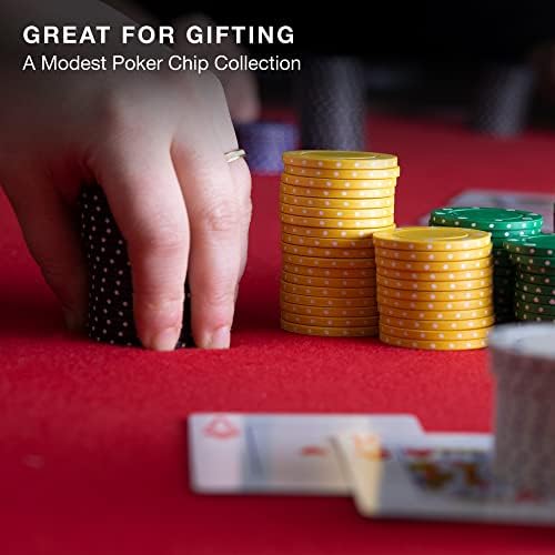 Чипове за покер Brybelly - Комплект за покер с дървена каруселью за парти в казино, Texas Holdem покер, Блекджек и семейна игра