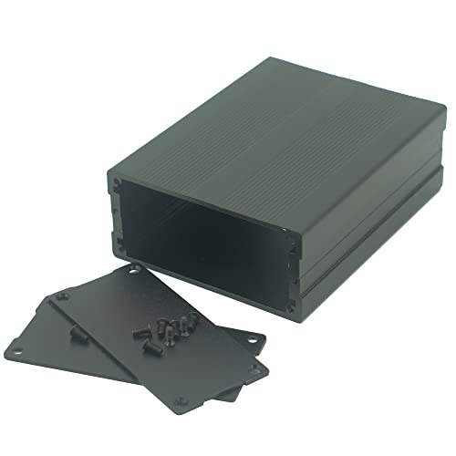 Преносими алуминиеви Проектиране на Метални кутии UHZBTEC със синьо анодированием за електроника и с Двете Челните панели 4,72 x 4,25 x 1,02 инча (Lxwxh)