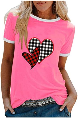 Дамски Ежедневни тениска Neartime, Летни Блузи с кръгло деколте и къс ръкав, Модерна Блуза с модел Сърцето на Любовта