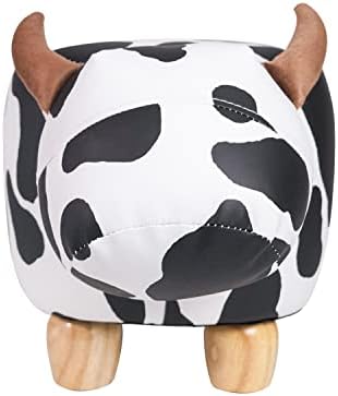 Табуретка за крака с принтом крави, поставка за крака изкуствена кожа с мил домашен любимец, столче, малка дървена седалка, мебели