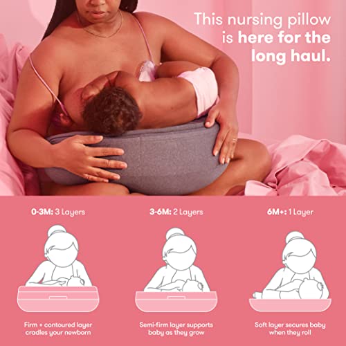 Регулируема възглавница за хранене на Damian Mom - Адаптивни възглавница за кърмене за комфорт майка + дете с опора за гърба, регулируема