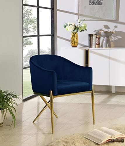 Meridian Furniture Xavier Collection Модерен Кът за кресло с кадифена тапицерия и здрави стоманени Х-образна лети крака, 25,5 W