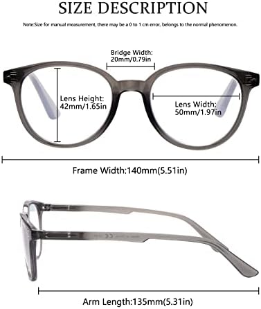Очила за четене COJWIS, блокиране на синя светлина, 5 опаковки, Модни очила за четене с пружинным тръба на шарнирна връзка, за мъже