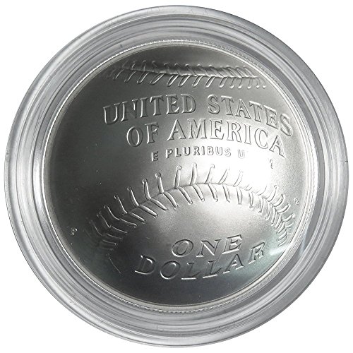 2014 P $ 1 Сребърен долар от Националната Зала на славата бейзбол UNC, Кутия, OGP & COA Монетен двор на САЩ, Без да се прибягва