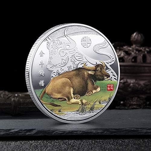 Точно копие на Възпоменателни монети 2021 година е Година на Бика Айде Позлатен-Паметника Стая Подарък За Семейната Колекция на
