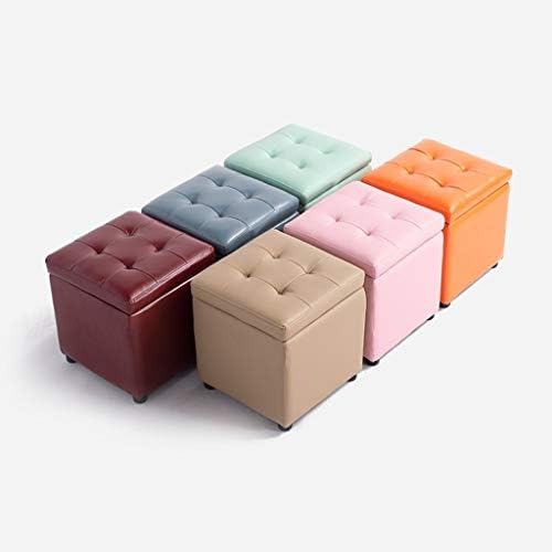 Табуретка ZDXMZ, Изкуствена кожа, Седалка за стол и поставка за крака, Универсална Кутия за съхранение (Размер: 34 34 36 cm) (Цвят: