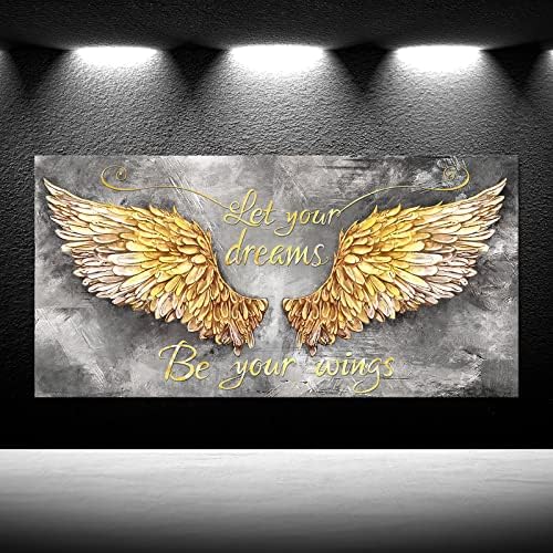 Крилата на Ангела на Платното за монтаж на стена Арт Художествена живопис Отпечатъци върху Платно Стенен Декор Съвременно Златно