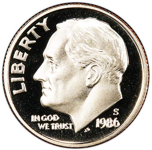 Монетен двор на САЩ, 1986 година на издаване Proof Roosevelt Dime Choice Без лечение