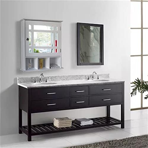 шкаф за баня с една като, три отделения за съхранение и Никелирани дръжки в Бял цвят, лесен за инсталиране.