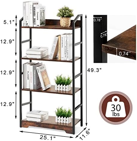 Bookshelf за промишлени дисплея Vagusicc, 4-Различен Високи шкафове, Дървена лавица за книги, Модерен Органайзер За съхранение на