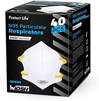 Респираторни маски Protect Life - NIOSH Respirator Mask - 40 бр. в опаковка - Дишащи Предпазни маски за строителство, Дървообработване,