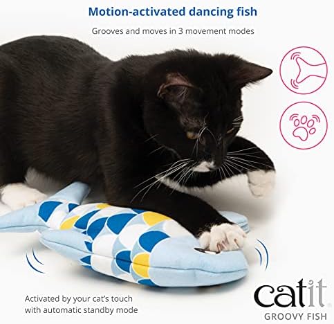 Интерактивна играчка за котки Catit Groovy Fish с Котешка Мента, Розов