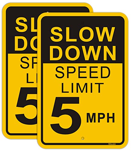 Знак за ограничение на скоростта на забавяне на 5 мили /ч (2 опаковки), алуминий 12 x 18, Без ръжда, лесен монтаж За използване