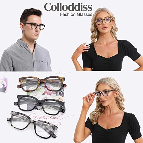Colloddiss Извънгабаритни Очила за Четене за Жени и Мъже, Читатели в Квадратна Рамка, Блокиране на Синя Светлина, Модерни Очила