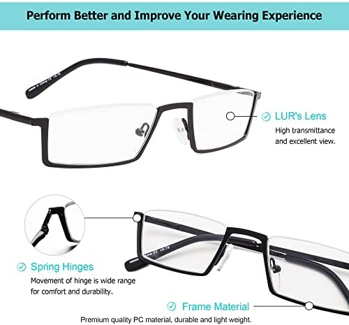 LUR 3 опаковки на метални очила за четене в полуободке + 3 опаковки очила за четене без полуободки (само 6 двойки ридеров + 4,00)