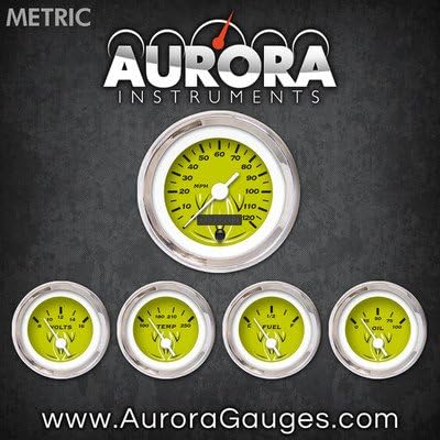 Набор от метрични инструменти Aurora Instruments 4716 в тънка ивица зелен цвят 5 Калибри (бели реколта игла, хром пръстени за довършителни