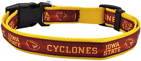 Яка NCAA за домашни любимци Iowa State Cyclones Dog Collar, Голяма яка за колегиални екипи за кучета и котки. Спортен, Блестящ и