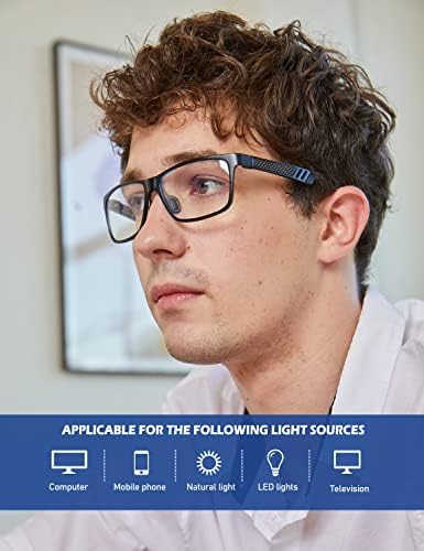 ANYLUV Блокер Синя Светлина Очила за Мъже Компютърни Игри Очила с Син Екран Мъжки Блокер Синя Светлина Очила Правоъгълна Метална