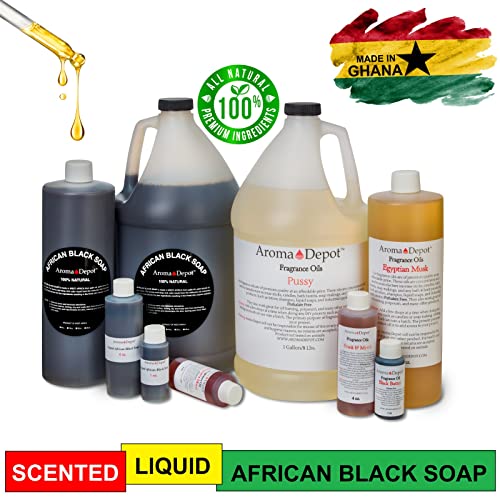 Aroma Depot 8 грама Сурово африканския течен черен сапун е Естествен сапун за отстраняване на акне, екзема, псориазис и белези