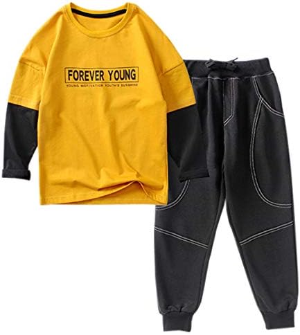 Удобен комплект дрехи за момчета DAIMIDY Kids, върхове с кръгло деколте и спортни панталони от 2 теми, 4-12 години