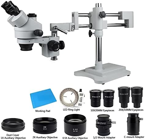 Адаптер за микроскоп Стереомикроскоп с 180-кратно увеличение, двойна леща 2X/0.5 X Включва 38-Мегапикселова камера 2K HDMI, Аксесоари