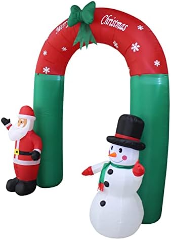 Комплект от две украса за Коледното парти, включва в себе си една надуваема арка дядо коледа и Снежен човек с височина 8 метра и