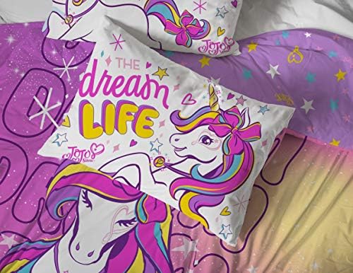 Пълен комплект спално бельо Jay Franco Nickelodeon JoJo Siwa Dream Unicorn от 5 теми - Включва Обръща одеяло и комплект чаршаф -