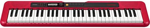 Преносима клавиатура Casio CT-S200 в стил дигитално пиано с 61 клавиша, Полифония 48 Бележки и 400 Тонове, Червена, със Слушалки