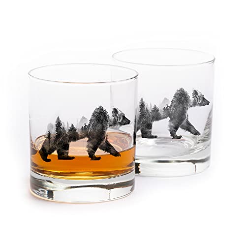 Чаши за уиски купя черен фенер ръчно уиски набор от стъкло и бар Glasses – двойна експозиция дизайн мечка (комплект от две 11 грама.