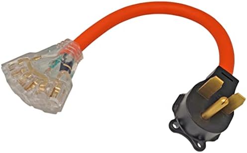 Преходен кабел за сушилни Fullsky FC-143521T3-A с жак 14-30 P на 30 ампера, включете адаптера с 4 шипа на 5-15 R или 5-20 R, изход