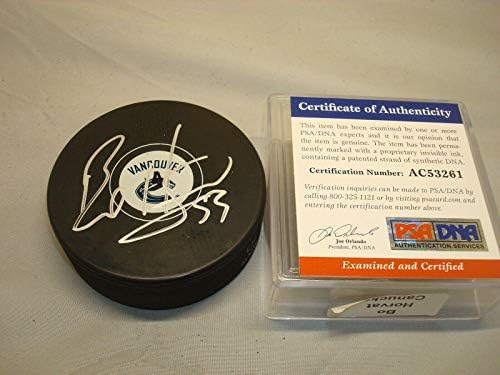 Бо Хорват подписа Хокей шайба Ванкувър Канъкс с автограф на PSA/DNA COA 1Б - за Миене на НХЛ с автограф