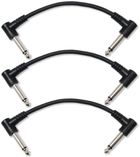 GLS Audio 6-инчов пач-кабел Кабели (0,5 фута) Под прав ъгъл от 1/4 TS до правоъгълни кабели за педалите 1/4 TS - 6 Моно-крак кабел и инструментален кабел - 3 опаковки