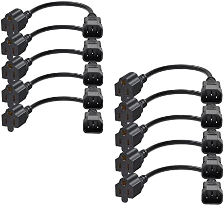 Създаване на кабела [10 бр. в опаковка] 1 Фут Стандартен кабел-адаптер за захранване на компютъра 18AWG NEMA 5-15R за контакти IEC320 C14, 0,3 м / Черен