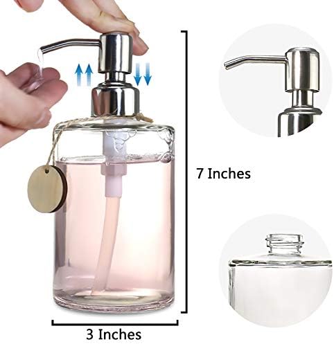 Стъклена Опаковка сапун JASAI обем 16 унции със защита от ръжда Помпа от Неръждаема Стомана, за многократна употреба Опаковка от