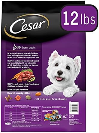 Суха храна за кучета CESAR Small Breed С вкус Филе-Миньон с Гарнитура от Пролетни зеленчуци за кучета, 12-фунтовый пакет