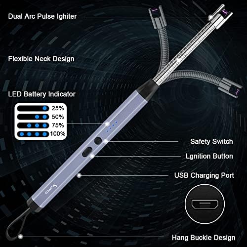 Запалка SUPRUS Акумулаторна USB-Запалка Arc Electric Lighetrs Запалка за Свещи с Гъвкав Гърло 360 ° за Приготвяне на храна в Къмпинг