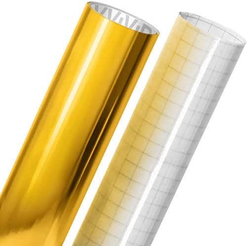 Винил ролка VViViD High Gloss Finish Adhesive Занаятите 12 x 60, в комплект с преводна хартия Oracal 12 x 12 (2 броя) (златен металик