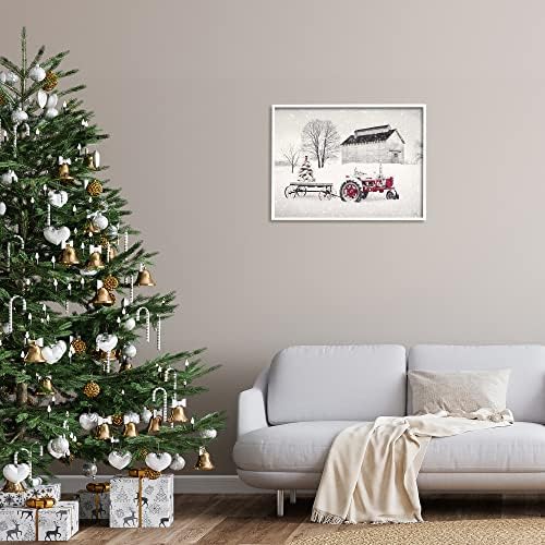 Празничен Червен Коледен трактор Stupell Industries, Живописни селски пейзажи, Дизайн Лори Дейтер