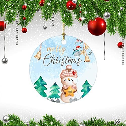 MerryXmas Украса на Коледната елха Ornament2022 Снежинки, снежни човеци Коледно Дърво Камион Двустранен Порцеланов през Цялата Празнична