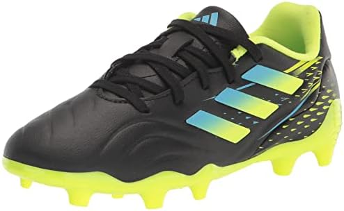 adidas Copa Sense.3 Футболни обувки с твърдо покритие, Черен / Светло-син / Команден Слънчево-Жълто, 6 US Unisex Big Kid