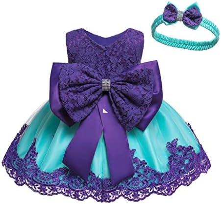 Рокля-пакетче Принцеса свързани с лък за малки момичета, на Тържествена Сватбена рокля-пакет + Превръзка на главата, Комплект плетиво