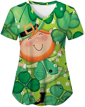 Дамска Риза в Деня на Св. Патрик Ирландски Зелена Тениска с Кръгло деколте и Къс Ръкав, Блузи, Дамски работни Облекла, Тениски,
