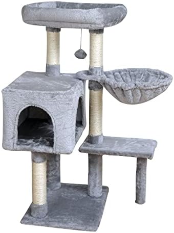 Етажната собственост KIYUMI Cat Tree Cat Tower с Когтеточкой от Сезал за котки в затворени помещения, Мебели за котки от Котешки