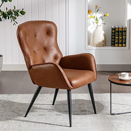 Акцентное стол BFZ от изкуствена кожа с висока облегалка, на Стол с метални крака в съвременен стил, Удобен Мек стол, с възможност