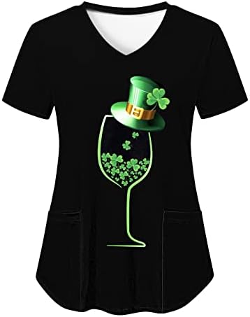 Дамска Риза в Деня на Св. Патрик Ирландски Зелена Тениска с Кръгло деколте и Къс Ръкав, Блузи, Дамски работни Облекла, Тениски,
