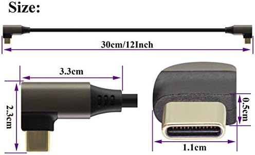 AAOTOKK Правоъгълен USB кабел C до USB C 3.1 Gen 2 (3A) удължителен кабел USB 3.1 Type C от мъжете на мъжа, който е съвместим с